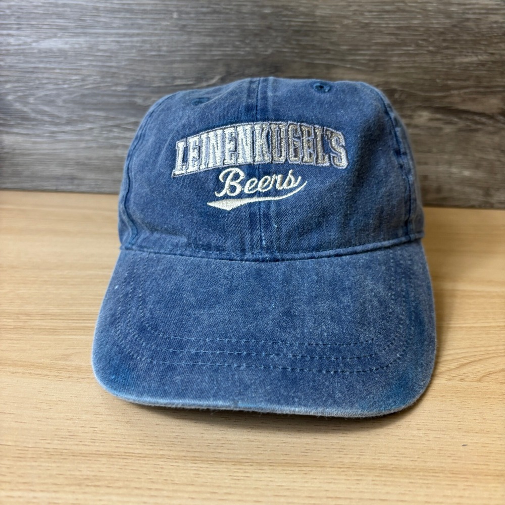 Leinenkugels Hat Cap Strap Back Blue‎ Beer Brewing Vintage Wash Adjustable
